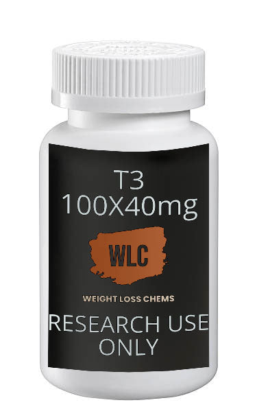 T4 tablets 40mcg x 100: 100 tablets of 40mcg T4 in a white bottle. Weight Loss Chems. Research use only.
