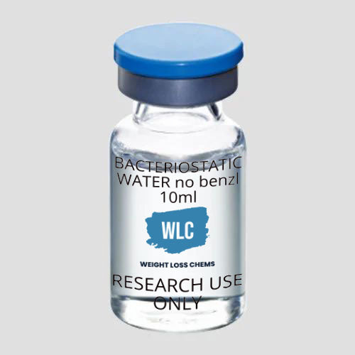 Bac Water 10ml no benzyl Alc: 10ml bacteriostatic water in a glass vial, for research use only.