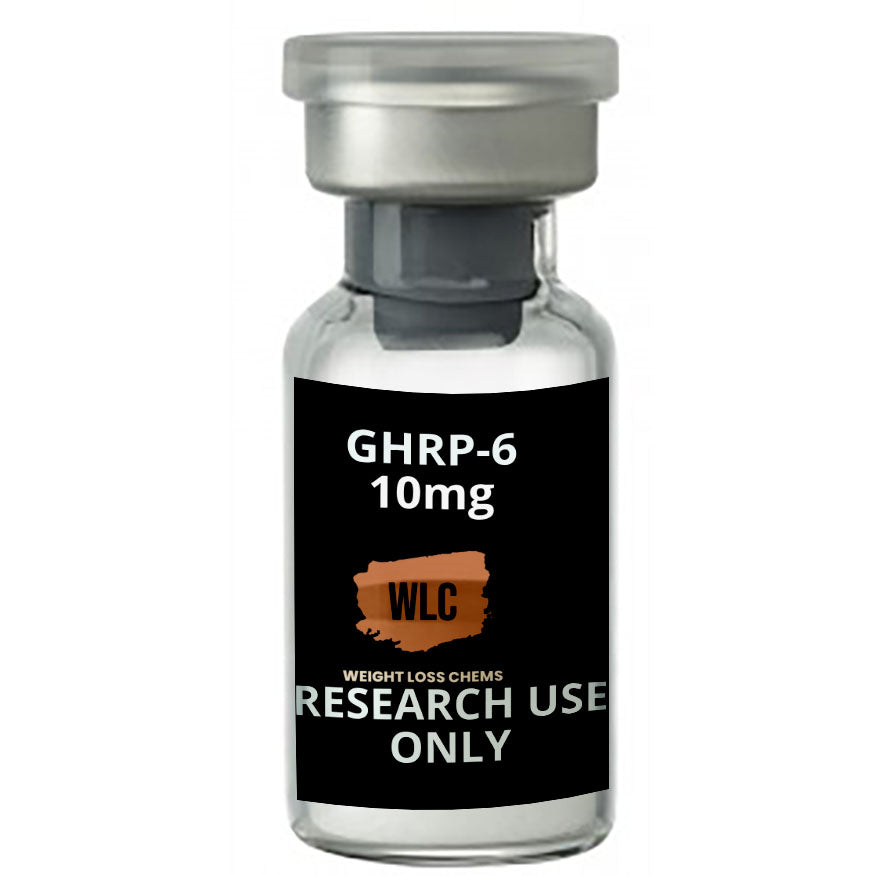 GHRP-6 10mg vial for research use only.  Weight Loss Chems product.