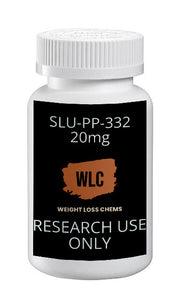SLU-PP-332 20mg Supplement Bottle: Weight loss research supplement in a white bottle with black label.